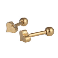 Load image into Gallery viewer, modischer Piercing mini straight Barbell aus Edelstahl goldfarben Herz
