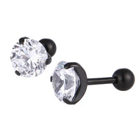 Cargar imagen en el visor de la galería, modischer Piercing straight Barbell aus Edelstahl schwarz Zirkonia weiß rund
