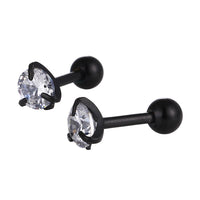 Cargar imagen en el visor de la galería, modischer Piercing straight Barbell klein aus Edelstahl schwarz runder Zirkonia weiß
