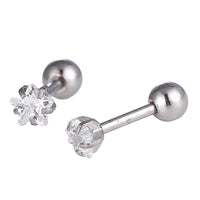 Cargar imagen en el visor de la galería, modischer Piercing straight Barbell klein aus Edelstahl silberfarben Sternförmiger Zirkonia weiß
