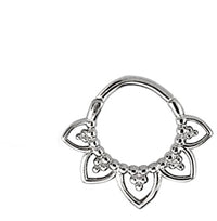 Load image into Gallery viewer, Klapp Segmentring Piercing Blume Edelstahl Gold PVD
