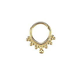 Load image into Gallery viewer, Segmentring Piercing Kugelspitze Edelstahl Gold PVD
