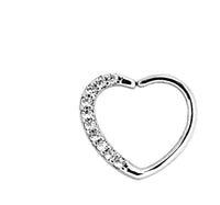 Load image into Gallery viewer, Piercing Edelstahl Ring für Nase Ohr Kristall Herz
