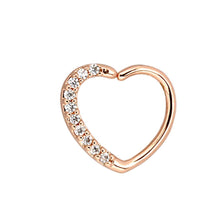 Load image into Gallery viewer, Piercing Edelstahl Ring für Nase Ohr Kristall Herz
