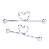 Load image into Gallery viewer, Industrial Piercing Edelstahl, titan beschichtet silbern, Herz, kugel verschluss
