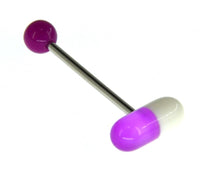 Load image into Gallery viewer, Zungen Piercing Edelstahl Pille Zunge 18mm weiß bunt
