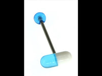 Load image into Gallery viewer, Zungen Piercing Edelstahl Pille Zunge 18mm weiß bunt
