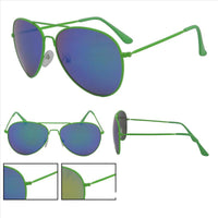 Load image into Gallery viewer, Sonnenbrille grün Pilotenbrille Pornobrille verspiegelt 400UV
