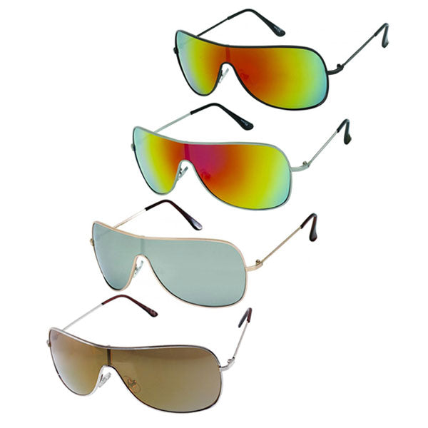 Sonnenbrille Piloten Monoscheiben schmal Brille Metall verspiegelt 400 UV unisex