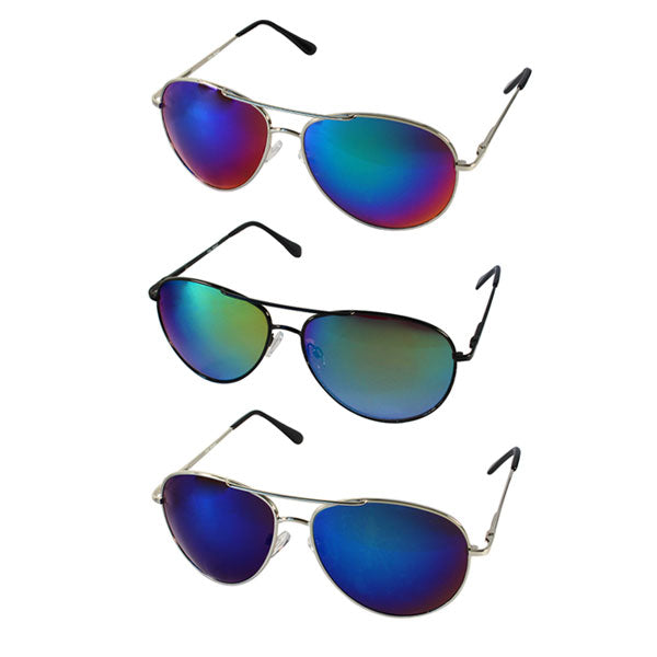 Sonnenbrille Pilotenbrille blau bunt verspiegelt silber Unisex Brille 400 UV