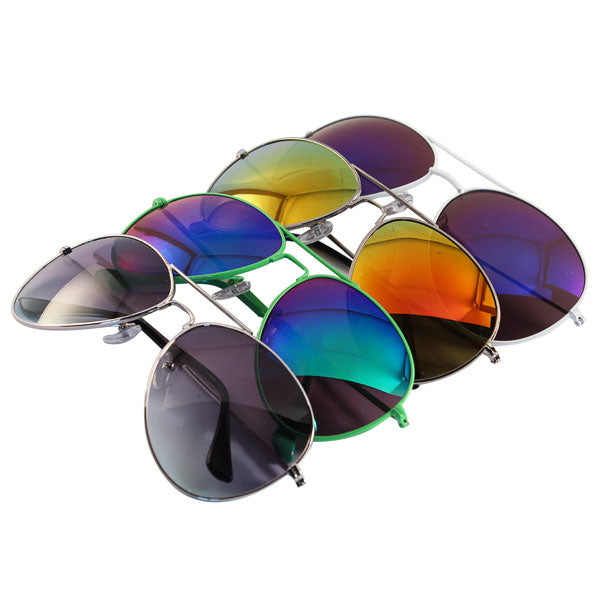 Sonnenbrille Pilotenbrille verspiegelt bunt Metall Unisex Brille 400 UV
