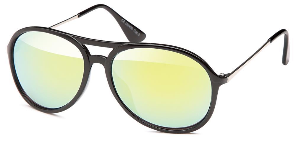 Sonnenbrille Pilotenbrille verspiegelt schwarz Unisex abgerundet 400 UV Retro
