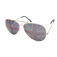 Load image into Gallery viewer, Sonnenbrille Pilotenbrille Union Jack Linse golden silbern 400 UV Retro Flagge
