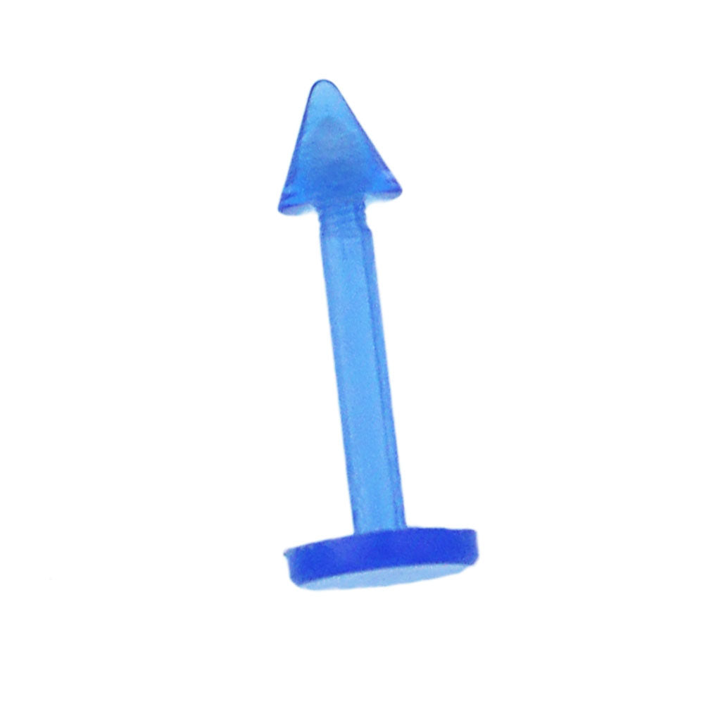 Labret modisches Piercing aus Kunststoff in blau flexibel mit Spitze Cone