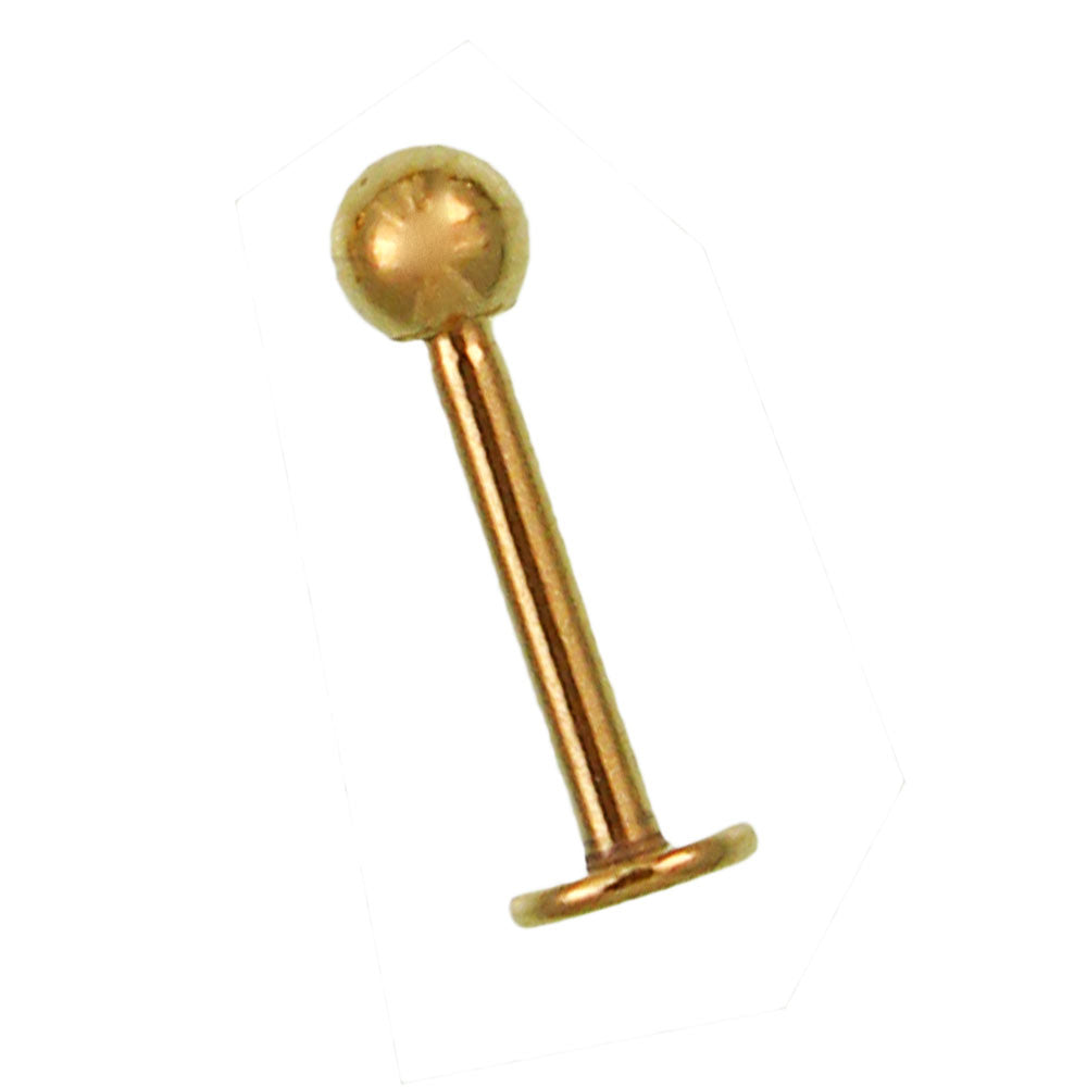 Labret Stecker modisches Piercing aus Edelstahl goldfarbig mit Kugel klein