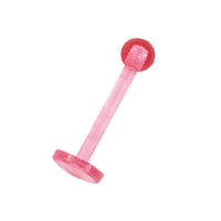 Load image into Gallery viewer, Labret modisches Piercing aus flexiblem Kunststoff in Pink leicht transparent mit Kugel
