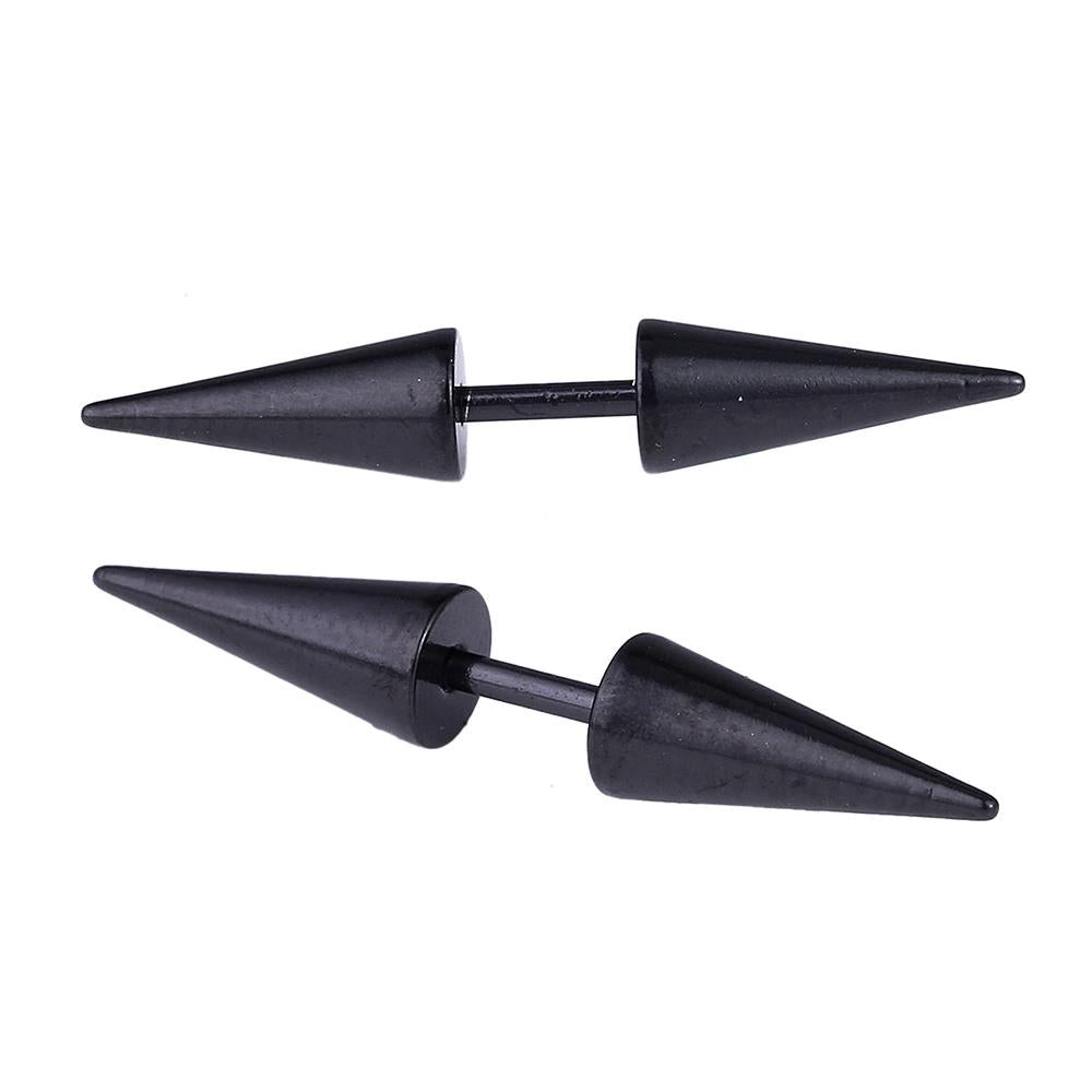 Edelstahl schwarz zwei Cone Spitzen Fake Piercing Expander Dehnungsstab Straight Dehnstab