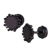 Load image into Gallery viewer, Fake Piercing Expander Sonne schwarz Schraubverschluss Edelstahl
