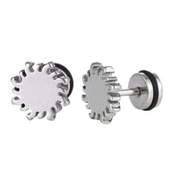 Load image into Gallery viewer, Fake Piercing Expander Sonne silberfarben Schraubverschluss Edelstahl
