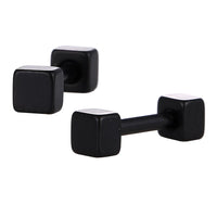 Load image into Gallery viewer, Fake Piercing Edelstahl Schraubverschluss Expander schwarz  Quadratische Platten 3 mm
