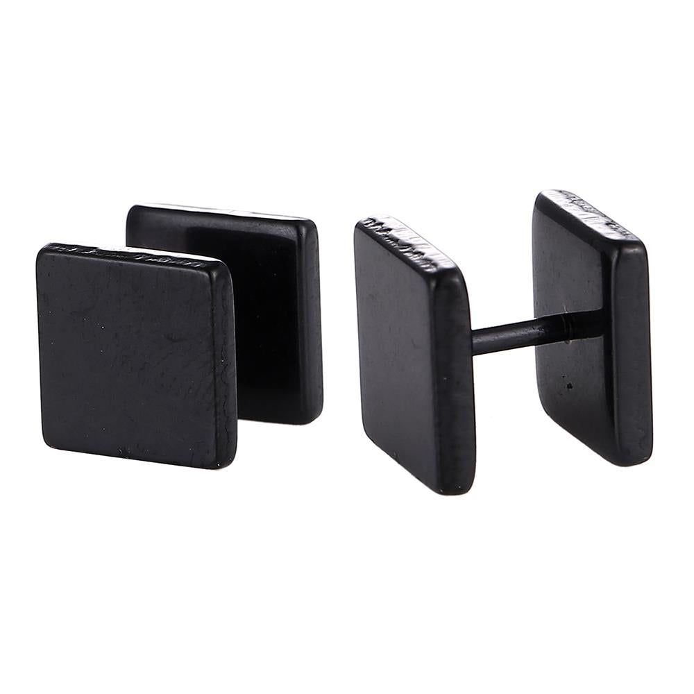 Fake Piercing Edelstahl Schraubverschluss Expander schwarz Quadratische Platten 8,5 mm
