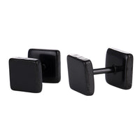 Load image into Gallery viewer, Fake Piercing Edelstahl Schraubverschluss Expander schwarz  Quadratische Platten 5 mm
