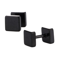 Load image into Gallery viewer, Fake Piercing Edelstahl Schraubverschluss Expander schwarz Quadratische Platten 6 mm
