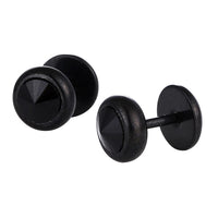 Load image into Gallery viewer, Schraubverschluss Fake Piercing Expander Zirkonia Stein schwarz Halbrund schwarz Edelstahl
