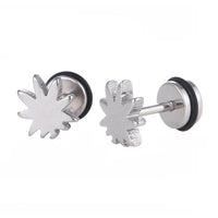 Load image into Gallery viewer, Fake Piercing Expander Blatt silberfarben Schraubverschluss Edelstahl
