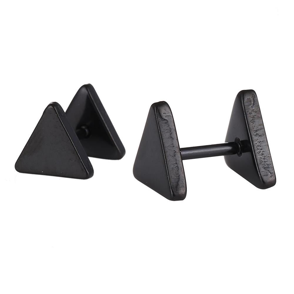 Fake Piercing Edelstahl Schraubverschluss Expander schwarz Dreieckige Platten 8 mm