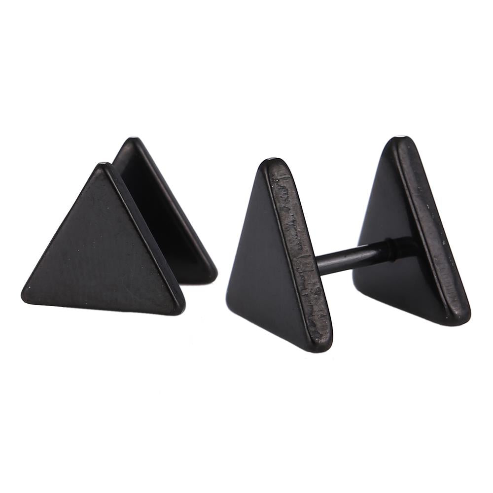 Fake Piercing Edelstahl Schraubverschluss Expander schwarz große Dreiecke Höhe 6  mm