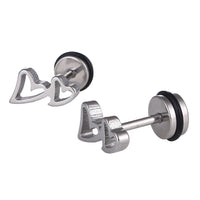 Load image into Gallery viewer, Fake Piercing Expander silberfarben zwei Herzen Schaubverschluss Edelstahl
