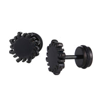 Load image into Gallery viewer, Fake Piercing Expander Sonne schwarz Kreis Schraubverschluss Edelstahl
