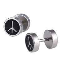 Load image into Gallery viewer, Fake Piercing Expander Vogel Fußabdruck Schwarz Schraubverschluss Edelstahl
