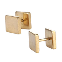 Load image into Gallery viewer, Fake Piercing Expander golden quadrate Schraubverschluss Edelstahl
