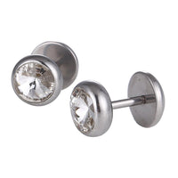 Load image into Gallery viewer, Schraubverschluss Fake Piercing Expander Edelstahl silber Farben großer weißer Zirkonia Stein Ø 14 mm
