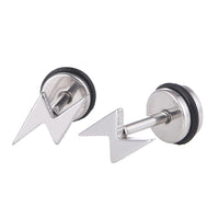 Load image into Gallery viewer, Fake Piercing Expander silberfarben Blitz Schaubverschluss Edelstahl
