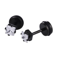 Cargar imagen en el visor de la galería, Fake Piercing Expander schwarz Zirkonia Stein weiß Quadrat Schaubverschluss Edelstahl
