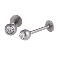 Load image into Gallery viewer, Labret modisches Piercing aus Edelstahl in silberner Farbe weißer  Stein
