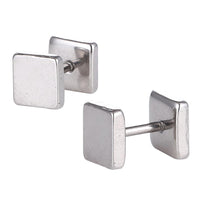 Load image into Gallery viewer, Fake Piercing Edelstahl Schraubverschluss Expander silberfarben Quadratische Platten 8 mm
