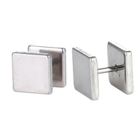 Load image into Gallery viewer, Fake Piercing Edelstahl Schraubverschluss Expander silberfarben Quadratische Platten 11 mm
