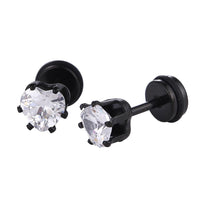 Load image into Gallery viewer, Fake Piercing Expander schwarz Zirkonia Stein weiß Herzform Schaubverschluss Edelstahl
