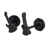 Load image into Gallery viewer, Fake Piercing Expander schwarz Gitarre Schaubverschluss Edelstahl
