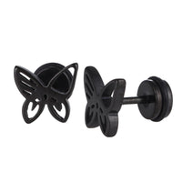 Cargar imagen en el visor de la galería, Fake Piercing Expander schwarz Schmetterling Schaubverschluss Edelstahl
