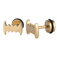 Load image into Gallery viewer, Fake Piercing Expander goldfarben Gebiss Vampier Zähne Schaubverschluss Edelstahl
