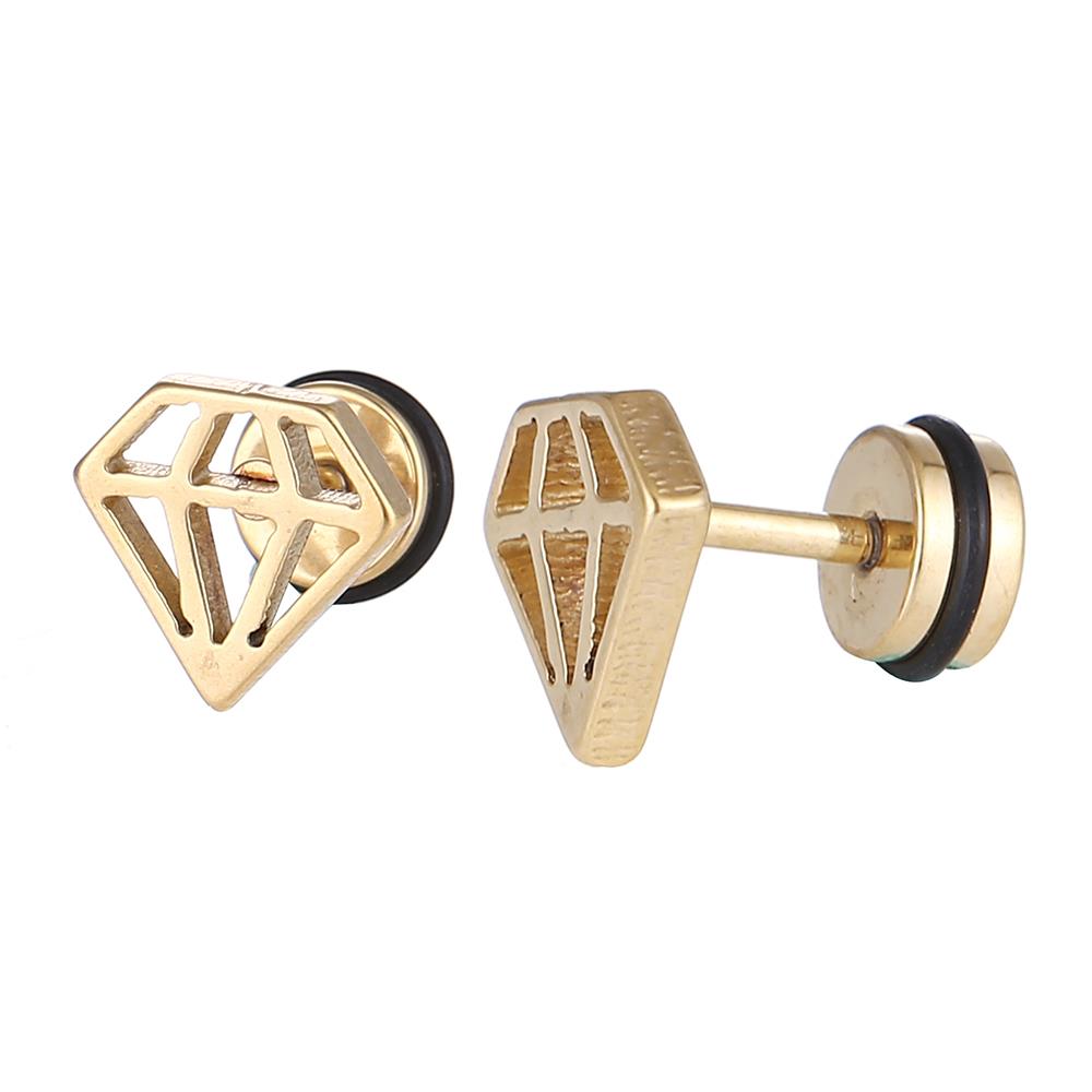 Fake Piercing Expander Diamanten Form goldfarben Schraubverschluss Edelstahl