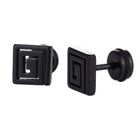 Load image into Gallery viewer, Fake Piercing Expander schwarz Linien im Quadrat Schaubverschluss Edelstahl
