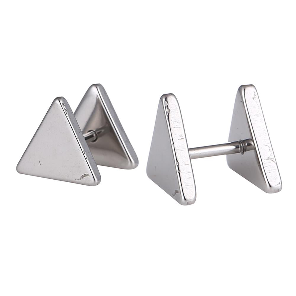 Fake Piercing Edelstahl Schraubverschluss Expander silberfarben Dreieckige Platten 10 mm