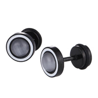 Load image into Gallery viewer, Fake Piercing Expander schwarz Stein grau schimmernd Edelstahl Schaubverschluss
