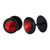 Load image into Gallery viewer, Schraubverschluss Fake Piercing schwarz Expander roter Zirkonia Stein 8 mm Halbrund  Edelstahl
